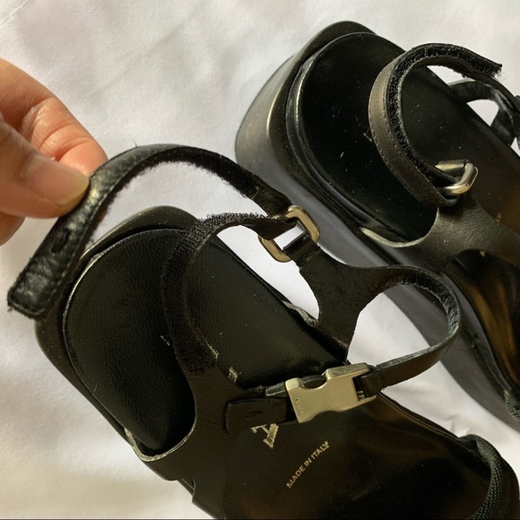 Prada Black Leather Flatform Sandals - Picture 8 of 10